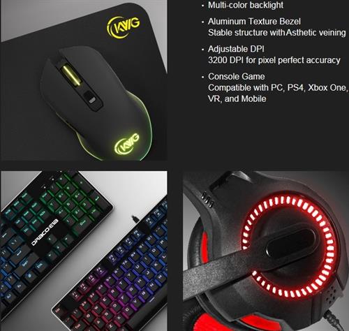 KWG Draco E1A 4 in 1 RGB Multi Colour Backlit Gaming Combo Set