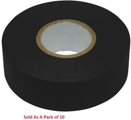 Ellies PVC 10 Metre Electrical Insulation Tape Pack Of 10 Black- Moisture And UV Resistant