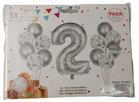 Casey 13pc Silver and White Balloon Set Nr 2