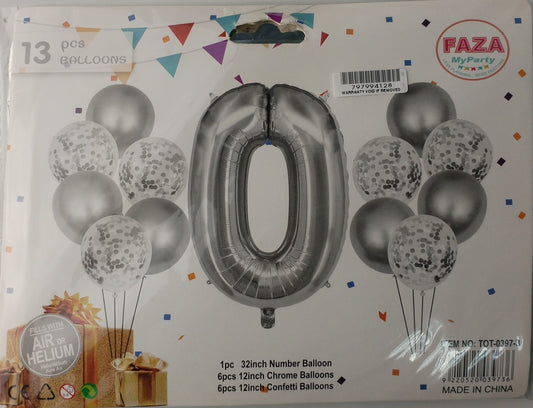 Casey 13pc Silver and White Balloon Set Nr 0