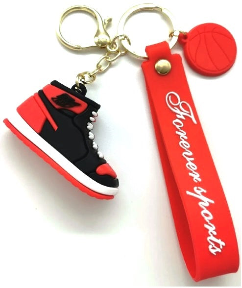Casey High Top Mini Sneaker Design 3D KeyChain Red And Black- Perfect For Sneaker Enthusiasts
