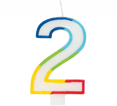 Casey 7cm Multicolor Numerical Birthday Candle Nr.2 - Vibrant Rainbow Design
