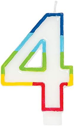 Casey 7cm Multicolor Numerical Birthday Candle Nr.4 - Vibrant Rainbow Design