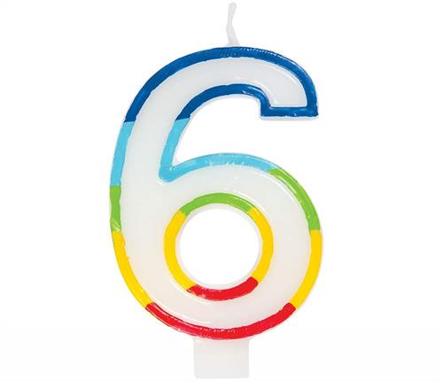 Casey 7cm Multicolor Numerical Birthday Candle Nr.6 Retail Packaging No Warranty
