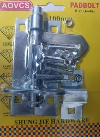 Noble Lockable Pad Bolt latch 100mm Zinc Plated - Can be installed horizontally or vertically