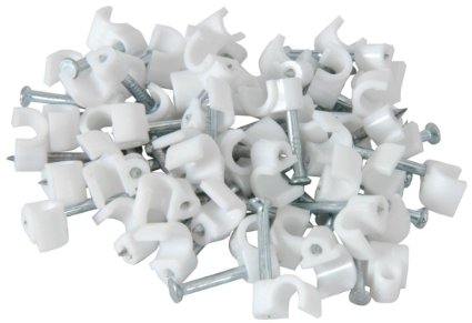 Noble 10mm Round Cable Clips with Nail Pack of 100 White - Maximum cable diameter 10mm