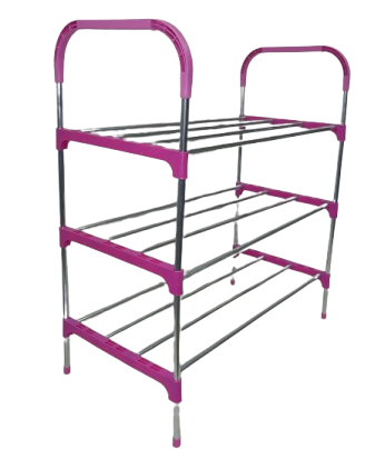 Nordic Wind Pink Cross 3 Tier 12 Shoe Steel Rack - Pink