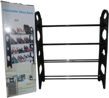 Nordic Wind 4 Tier 12 Shoes Stackable Rack - Black
