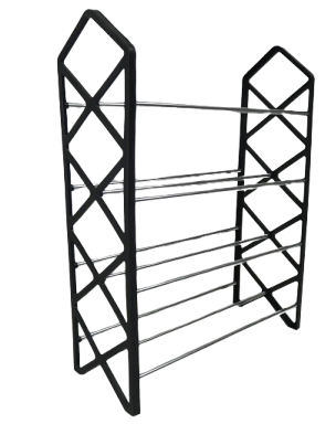 Nordic Wind Cross 4 Tier 12 Shoe Rack - Black