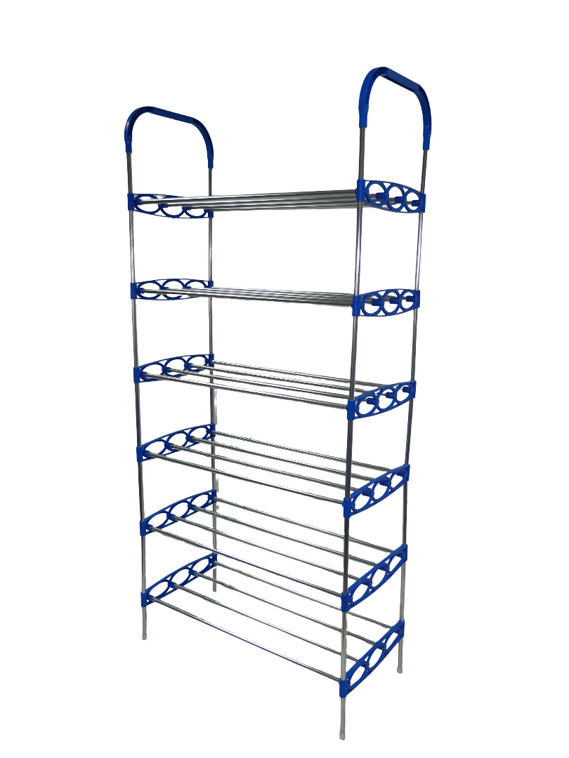 Nordic Wind Blue 6 Tier 18 Shoe Steel Rack - Blue