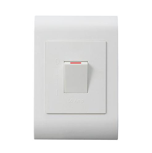 Lesco Pipelli 2 Pole Rectangle Isolator Switch 50A - Flush mount design with hidden LED indicator