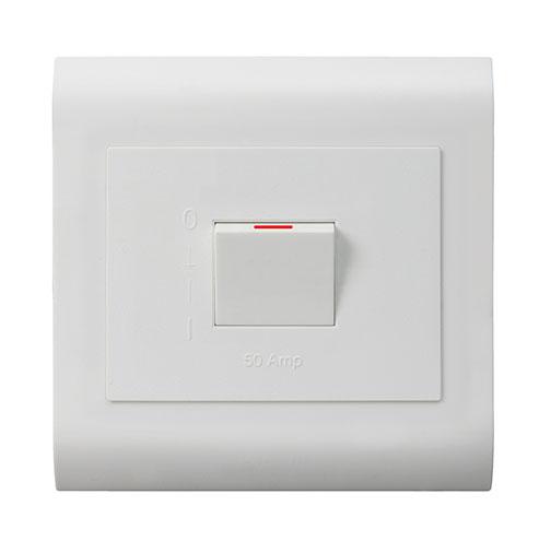 Lesco 50A Pipelli 2 Pole Flush Isolator Switch - Square flush cover with hidden LED indicator