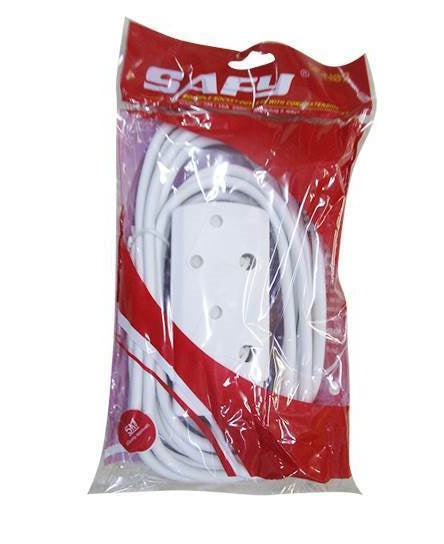 Noble Safy 5m Multi Plug Coupler Extension Cord Lead With Dual 3 Pin Sockets-16A Rated Plugs 250V