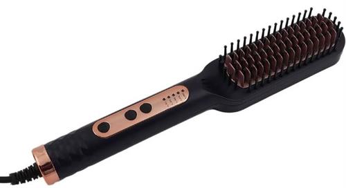 Sokany Hair Straightener Brush Black And Rose Gold - Effortless Straightening And Styling