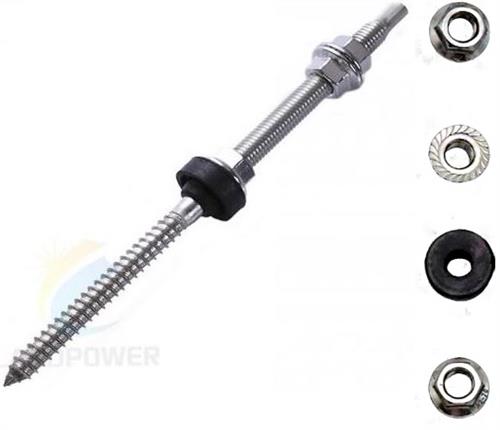 Solarix IBR Hanger Bolt Screw For D-RAIL 8mm - Ideal For IBR On Wood Trusses