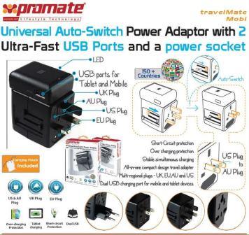Promate Travelmate.Mobi,Universal Auto-Switch Power