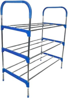Nordic Blue Wind Cross 3 Tier 12 Shoe Steel Rack - Blue