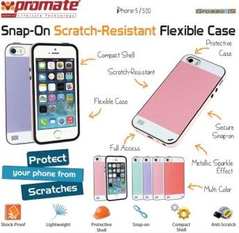 Promate Grosso-i5 iPhone 5 Striped Flexi-Grip Snap Case