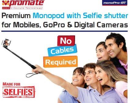 Promate monoPro-BT Premium Monopod with Selfie shutter for Mobiles