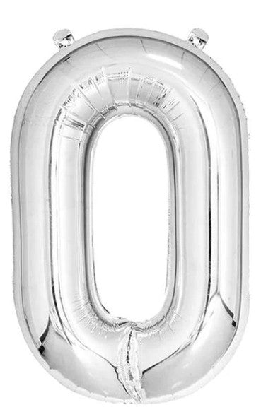 Casey 102cm Silver Balloon Number 0