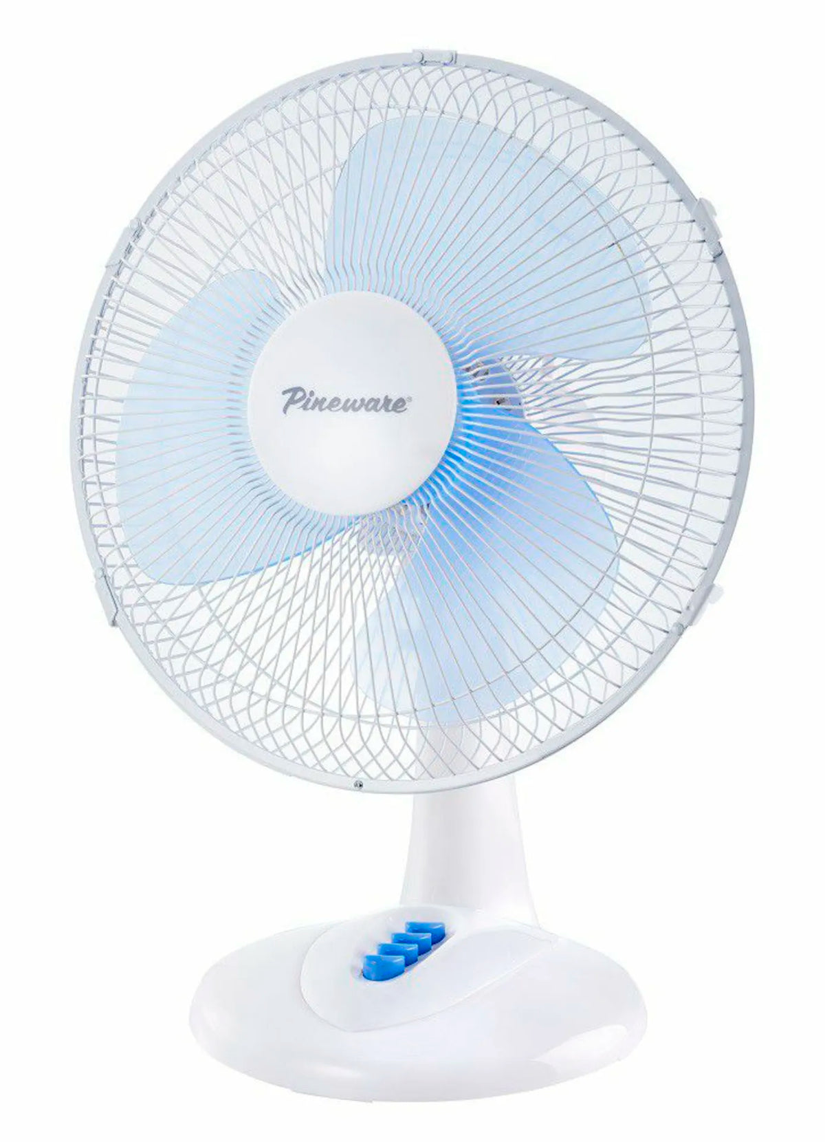 Pineware 30cm White Plastic Desktop Fan - 3 Speed settings