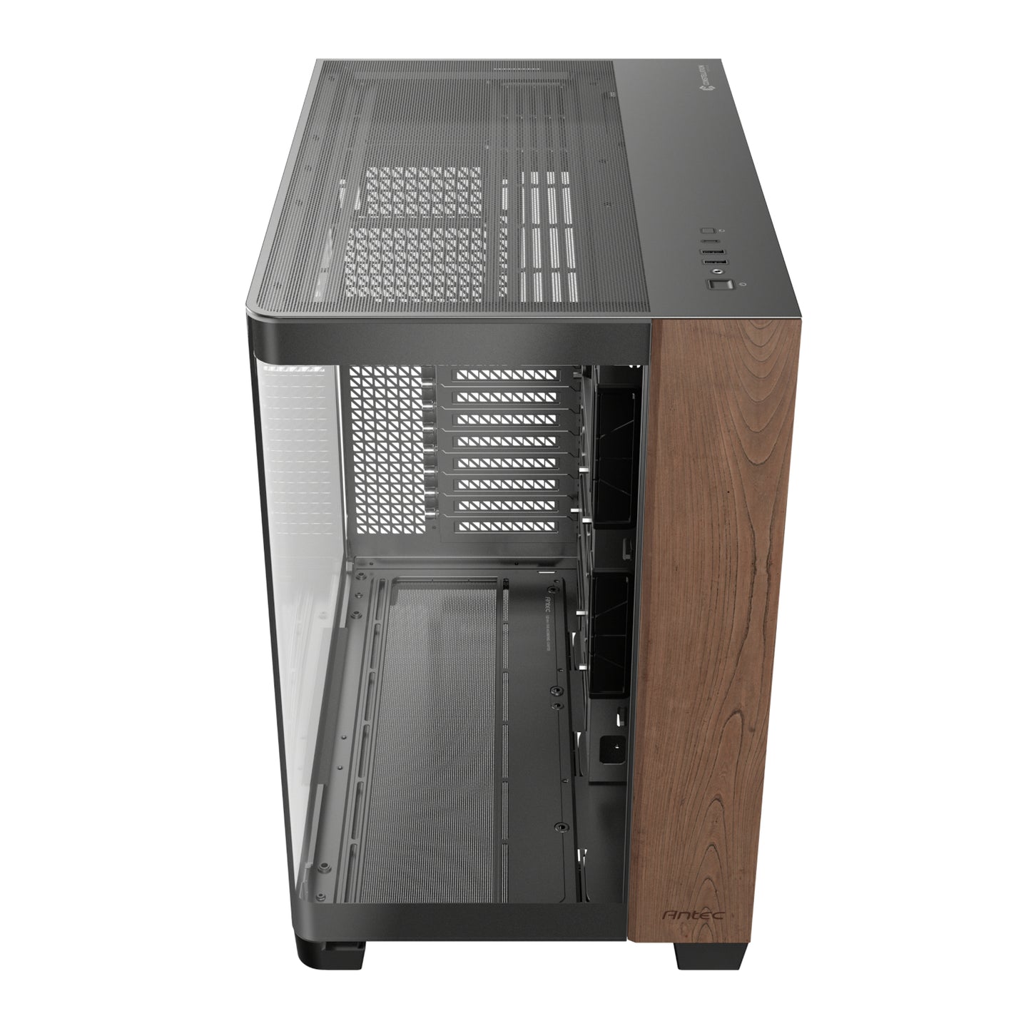 Antec C8 Curved Wood E-ATX - ATX - Micro-ATX - ITX Dual Chamber Gaming Chassis - Black - alternate product view 2