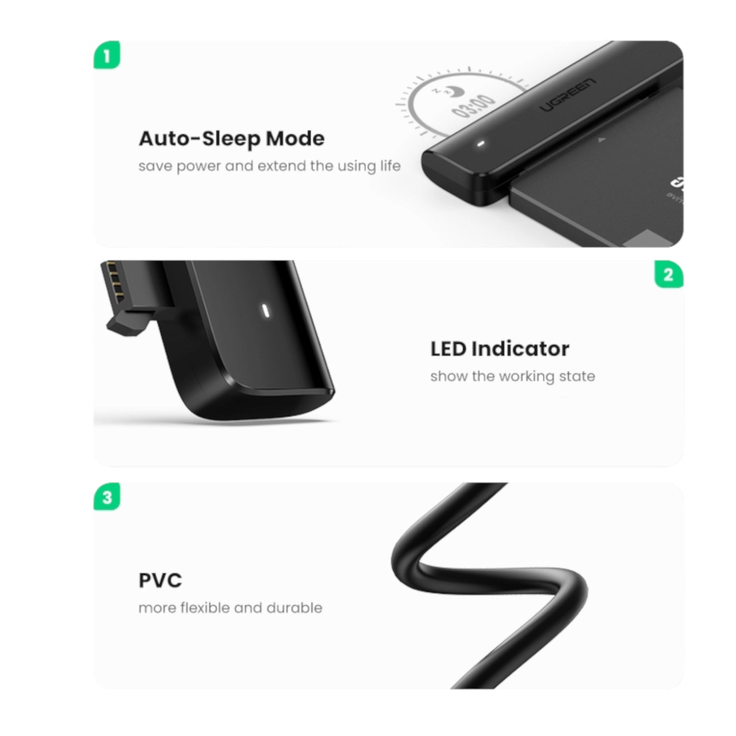 Ugreen CM321 USB Type-C to 2.5" SATA HDD/SSD Converter Cable 5Gbps-Black - alternate product view 5