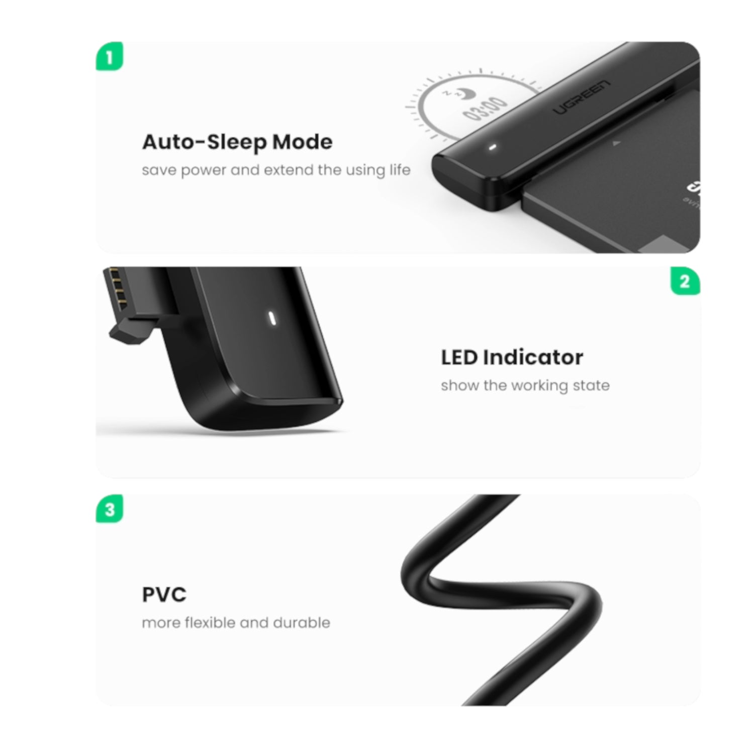 Ugreen CM321 USB Type-C to 2.5" SATA HDD/SSD Converter Cable 5Gbps-Black - alternate product view 5