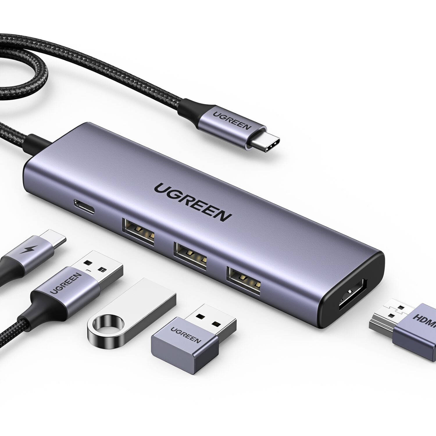 Ugreen Revodok 5-in-1 Type-C Hub - 4K HDMI - Type-C - USB3.0 - alternate product view 4