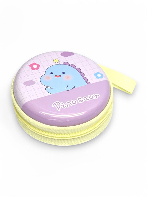 KIDS COIN PURSE - BABY Dinosaur - Purple - Plastic PURSE WITH ZIP - ±7×3 Cm