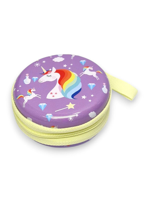 KIDS COIN PURSE - Unicorn - Purple - Plastic PURSE WITH ZIP - ±7×3 Cm
