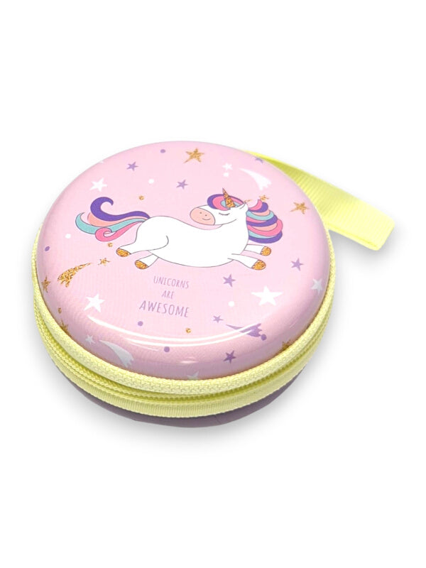 KIDS COIN PURSE - Unicorn - PINK - Plastic PURSE WITH ZIP - ±7×3 Cm