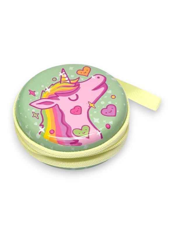 KIDS COIN PURSE - Unicorn - GREEN - Plastic PURSE WITH ZIP - ±7×3 Cm