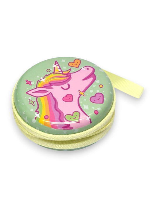 KIDS COIN PURSE - Unicorn - GREEN - Plastic PURSE WITH ZIP - ±7×3 Cm
