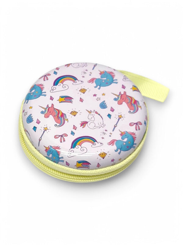KIDS COIN PURSE - Unicorns - WHITE - Plastic PURSE WITH ZIP - ±7×3 Cm