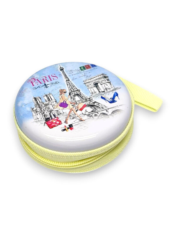 KIDS COIN PURSE - Eiffel TOWER - BLUE AND WHITE - Plastic PURSE WITH ZIP - ±7×3 Cm