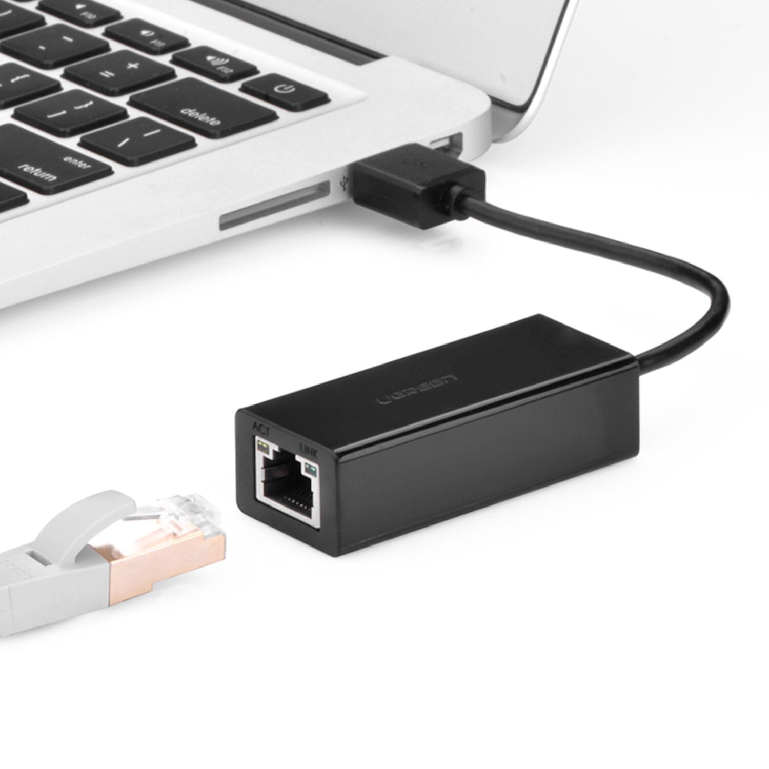Ugreen CR110 Ethernet Adapter - USB 2.0 to RJ45 - Black - alternate product view 3