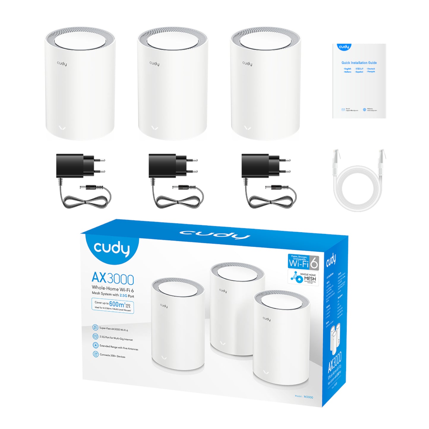 Cudy AX3000 Wi-Fi 6 Mesh Kit 3 Pack - White - alternate product view 5