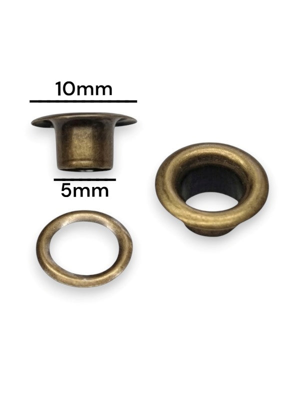 Eyelet - Antique BRASS - 5×10 Mm - (Material: Copper) - ±100 SETS