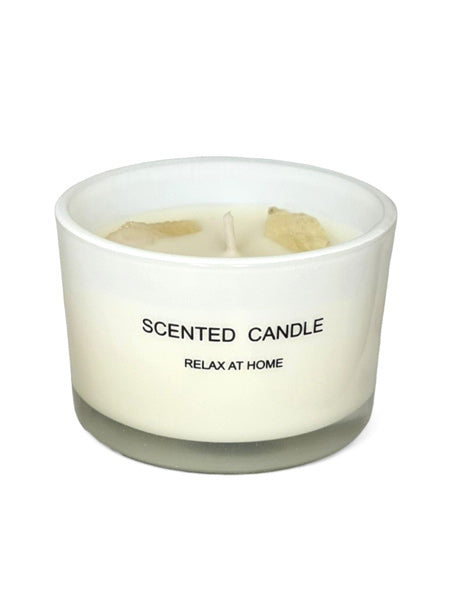 Scented Candle WITH Crystals - WHTIE - Flower