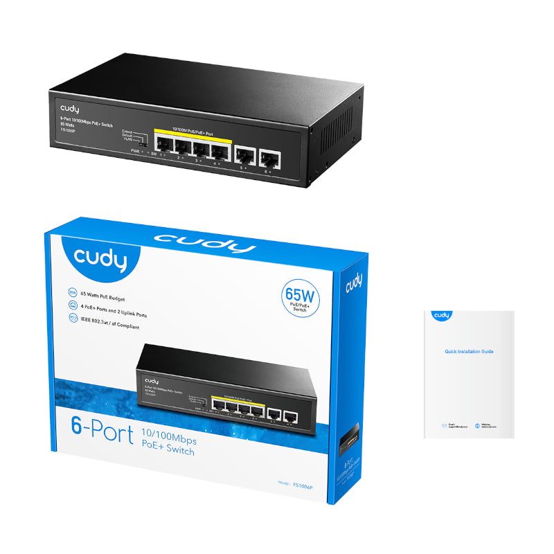 Cudy 6-Port Ethernet Unmanaged Switch - 4 Ports POE - alternate product view 5