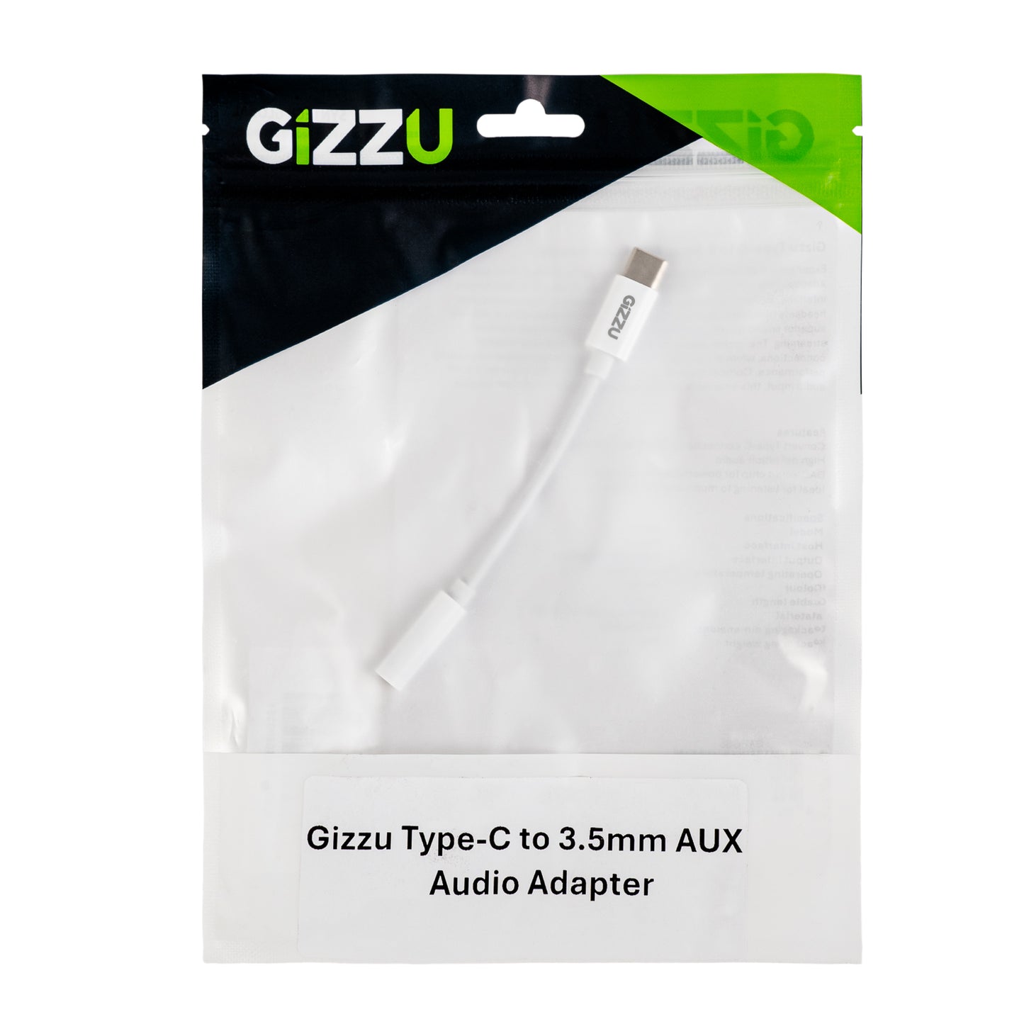 Gizzu USB Type-C to 3.5mm AUX Audio Adapter - White - alternate product view 4