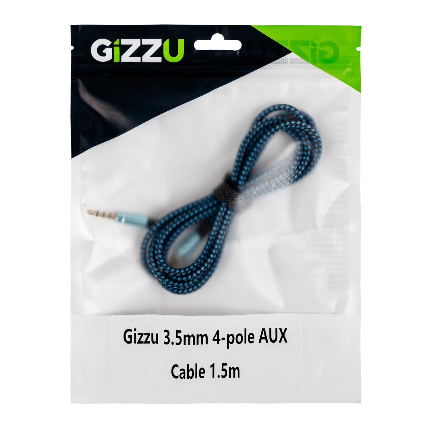 Gizzu 3.5mm AUX Cable 1.5m - Black/Blue - alternate product view 4
