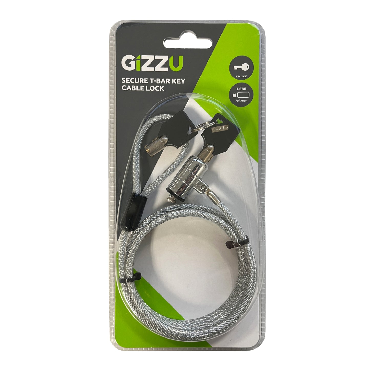 Gizzu 1.8m T-Bar Laptop Cable Lock Master Key Compatible - alternate product view 2