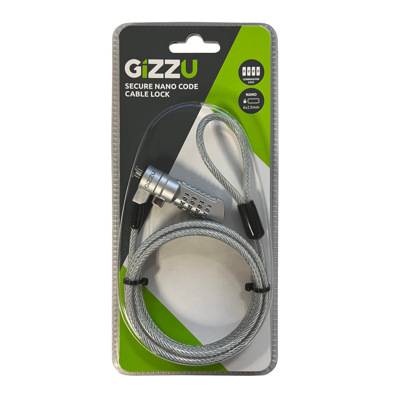 Gizzu 1.8m Nano Combination Lock Security Cable - alternate product view 2