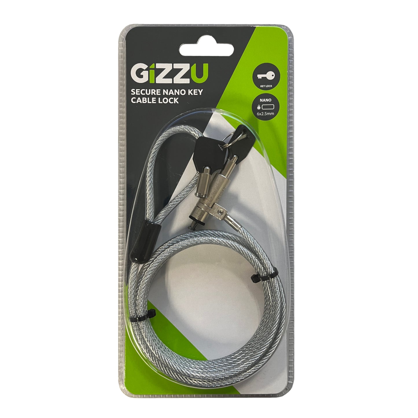 Gizzu 1.8m Nano Key Lock Security Cable with Key - alternate product view 2