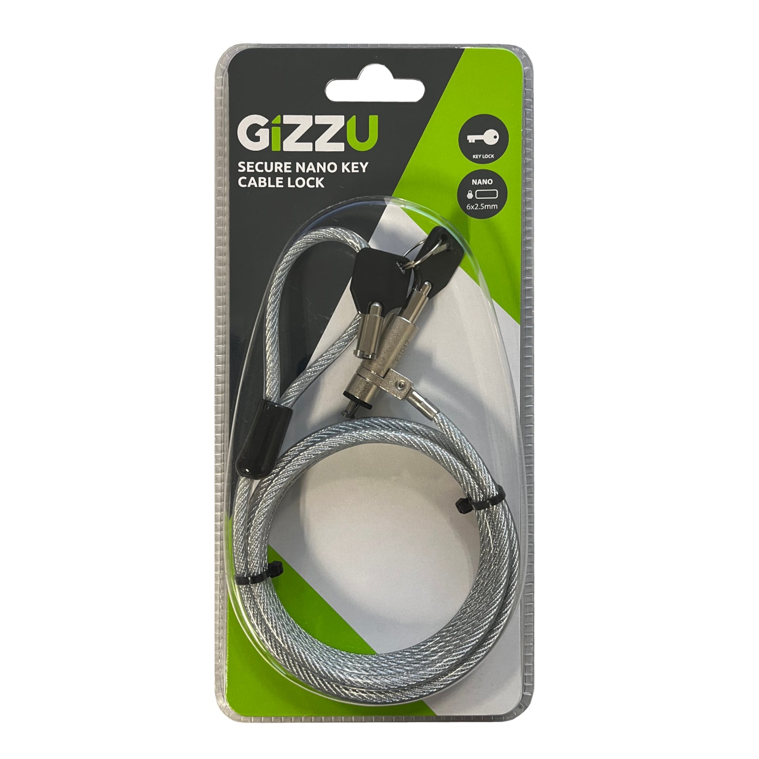 Gizzu 1.8m Nano Key Lock Security Cable with Key - alternate product view 2
