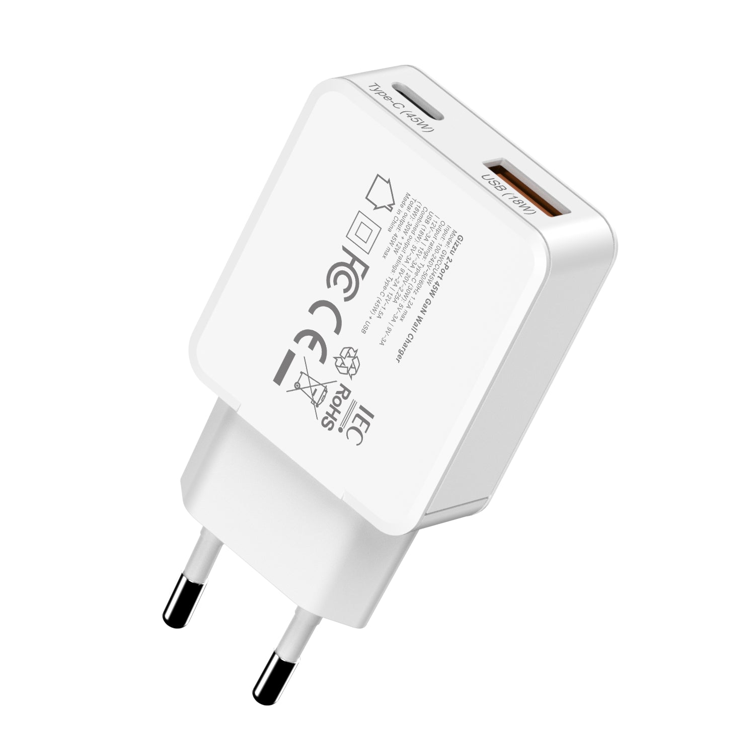 Gizzu 2-Port 45W GaN Wall Charger - alternate product view 4