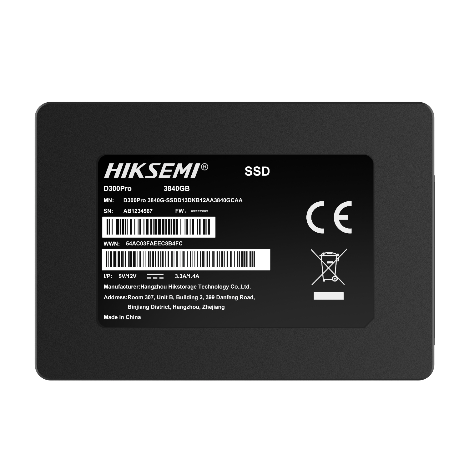 HIKSEMI D300 PRO Tantalum Capacitor 3840GB SATA III Enterprise SSD - alternate product view 2