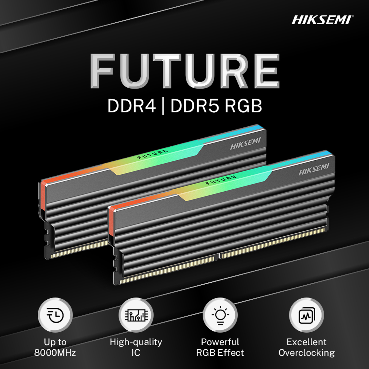 HIKSEMI Future RGB 16GBKIT (2x8GB) 3600MHz DDR4 Desktop Gaming Memory Black - alternate product view 5